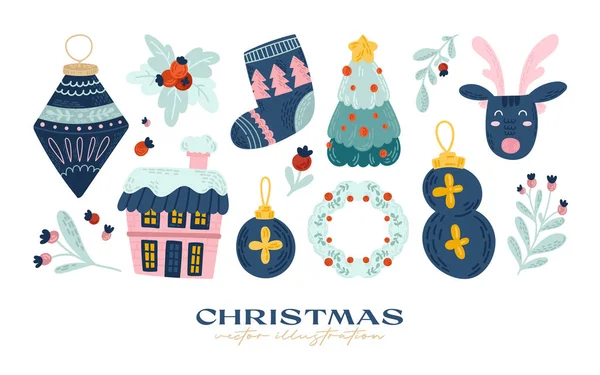 El çizimi Noel ögesi koleksiyonu