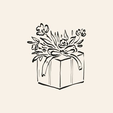 Minimalist Christmas vector illustration in hand-drawn line art style. Festive design for cards, posters, prints, and modern holiday greetings.