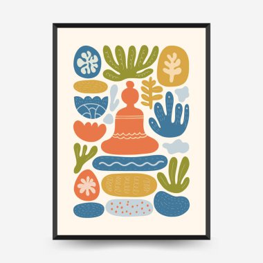 Sakin enerji ve meditasyondan esinlenen minimum vektör posteri. Soyut yoga silueti, yumuşak çizgiler ve doğal denge. Modern duvar sanatı ve dikkatli tasarım için mükemmel..