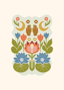 Meditasyondan ve sakin enerjiden esinlenilmiş minimum vektör çizimi. Yoga pozları, soyut şekiller, ve doğal uyum dikkatli tasarım için mükemmel, modern duvar sanatı.