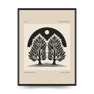 Mutlu Noeller ve mutlu noeller linocut poster şablonu. Modern trend Matisse minimal tarzı. Duvar kağıdı, duvar dekoru, baskı, kartpostal, kapak, şablon, pankart için el çizimi tasarımı.