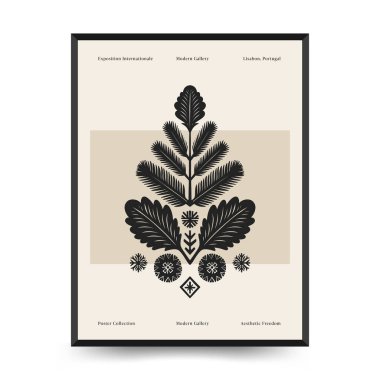 Mutlu Noeller ve mutlu noeller linocut poster şablonu. Modern trend Matisse minimal tarzı. Duvar kağıdı, duvar dekoru, baskı, kartpostal, kapak, şablon, pankart için el çizimi tasarımı.