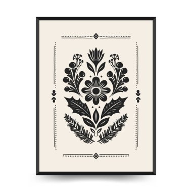 Mutlu Noeller ve mutlu noeller linocut poster şablonu. Modern trend Matisse minimal tarzı. Duvar kağıdı, duvar dekoru, baskı, kartpostal, kapak, şablon, pankart için el çizimi tasarımı.