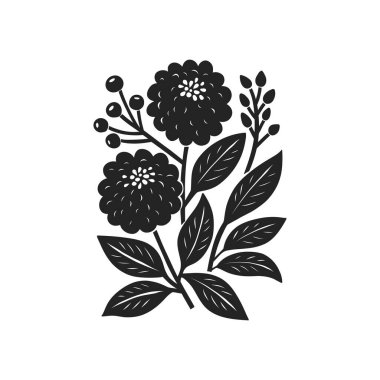 Mutlu Noeller ve mutlu yıllar illüstrasyonları, tebrik kartları, posterler, tatil örtüleri için. Xmas şenlikli linocut siyah el çizimi.