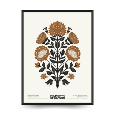 Folk süslü mistik İskandinav linokesim kuşları. Dekoratif baskılar için minimalist posterler.