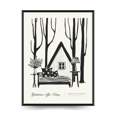 Mutlu Noeller ve mutlu noeller linocut poster şablonu. Modern trend Matisse minimal tarzı. Duvar kağıdı, duvar dekoru, baskı, kartpostal, kapak, şablon, pankart için el çizimi tasarımı.