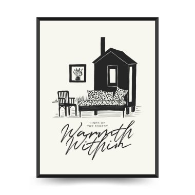Mutlu Noeller ve mutlu noeller linocut poster şablonu. Modern trend Matisse minimal tarzı. Duvar kağıdı, duvar dekoru, baskı, kartpostal, kapak, şablon, pankart için el çizimi tasarımı.