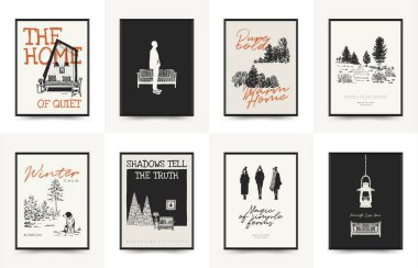 Mutlu Noeller ve mutlu noeller linocut poster şablonu. Modern trend Matisse minimal tarzı. Duvar kağıdı, duvar dekoru, baskı, kartpostal, kapak, şablon, pankart için el çizimi tasarımı.