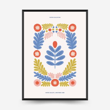 Mutlu Noeller ve mutlu yıllar dikey uçucu ya da poster şablonu. Modern trend Matisse minimal tarzı. Duvar kağıdı, duvar dekoru, baskı, kartpostal, kapak, şablon, pankart için el çizimi tasarımı.