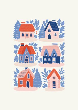 Mutlu Noeller ve mutlu yıllar illüstrasyonu. Modern trend Matisse minimal tarzı. Duvar kağıdı, duvar dekoru, baskı, kartpostal, kapak, şablon, pankart için el çizimi tasarımı.