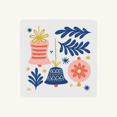 Mutlu Noeller ve mutlu yıllar illüstrasyonu. Modern trend Matisse minimal tarzı. Duvar kağıdı, duvar dekoru, baskı, kartpostal, kapak, şablon, pankart için el çizimi tasarımı.