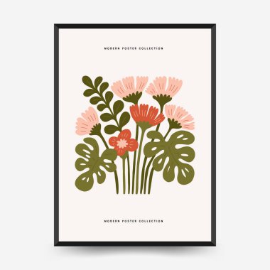 İçinde botanik resimlerin, soyut çiçeklerin, vazoların ve el yapımı çizimlerin yer aldığı düzenlenebilir çiçek şablonları. Minimalist tarzda birden fazla modern çiçek kompozisyonu içerir. Duvar sanatı, iç tasarım, baskı materyalleri, dijital