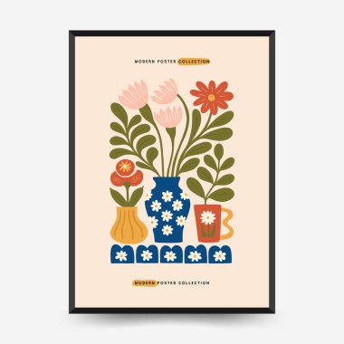 Editable floral poster templates featuring botanical illustrations, abstract flowers, vases, and hand-drawn line art. Includes multiple modern floral compositions in a minimalist style. Suitable for wall art, interior design, print materials, digital