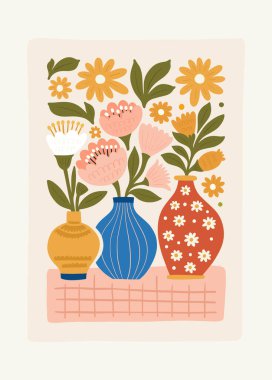 Çiçek soyut elementler. Botanik kompozisyonu. Modern trend Matisse minimal tarzı. Çiçek posteri, davet. Tebrik kartı veya davet tasarımı için vektör düzenlemeleri