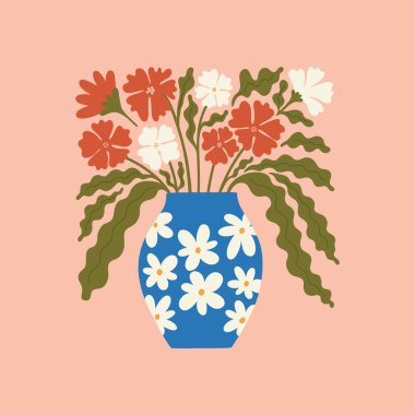 Çiçek soyut elementler. Botanik kompozisyonu. Modern trend Matisse minimal tarzı. Çiçek posteri, davet. Tebrik kartı veya davet tasarımı için vektör düzenlemeleri