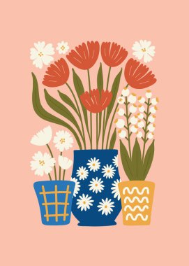 Çiçek soyut elementler. Botanik kompozisyonu. Modern trend Matisse minimal tarzı. Çiçek posteri, davet. Tebrik kartı veya davet tasarımı için vektör düzenlemeleri