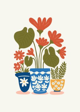 Çiçek soyut elementler. Botanik kompozisyonu. Modern trend Matisse minimal tarzı. Çiçek posteri, davet. Tebrik kartı veya davet tasarımı için vektör düzenlemeleri