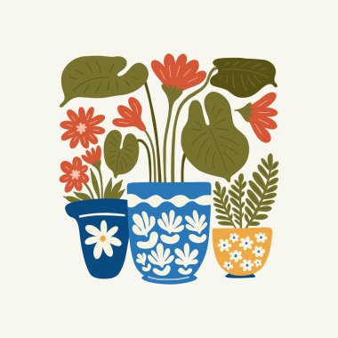 Çiçek soyut elementler. Botanik kompozisyonu. Modern trend Matisse minimal tarzı. Çiçek posteri, davet. Tebrik kartı veya davet tasarımı için vektör düzenlemeleri