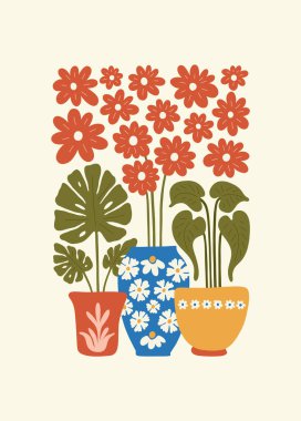 Çiçek soyut elementler. Botanik kompozisyonu. Modern trend Matisse minimal tarzı. Çiçek posteri, davet. Tebrik kartı veya davet tasarımı için vektör düzenlemeleri