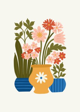 Çiçek soyut elementler. Botanik kompozisyonu. Modern trend Matisse minimal tarzı. Çiçek posteri, davet. Tebrik kartı veya davet tasarımı için vektör düzenlemeleri