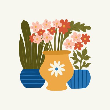 Çiçek soyut elementler. Botanik kompozisyonu. Modern trend Matisse minimal tarzı. Çiçek posteri, davet. Tebrik kartı veya davet tasarımı için vektör düzenlemeleri