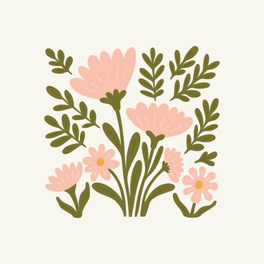 Çiçek soyut elementler. Botanik kompozisyonu. Modern trend Matisse minimal tarzı. Çiçek posteri, davet. Tebrik kartı veya davet tasarımı için vektör düzenlemeleri