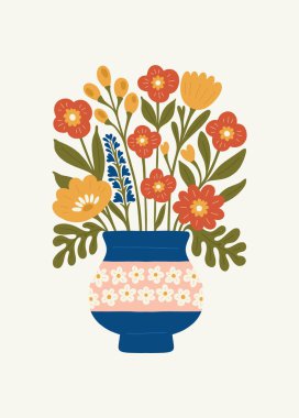 Çiçek soyut elementler. Botanik kompozisyonu. Modern trend Matisse minimal tarzı. Çiçek posteri, davet. Tebrik kartı veya davet tasarımı için vektör düzenlemeleri