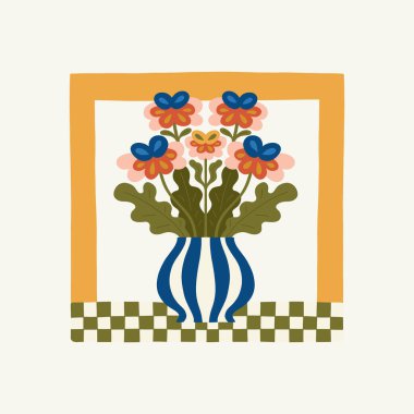 Çiçek soyut elementler. Botanik kompozisyonu. Modern trend Matisse minimal tarzı. Çiçek posteri, davet. Tebrik kartı veya davet tasarımı için vektör düzenlemeleri