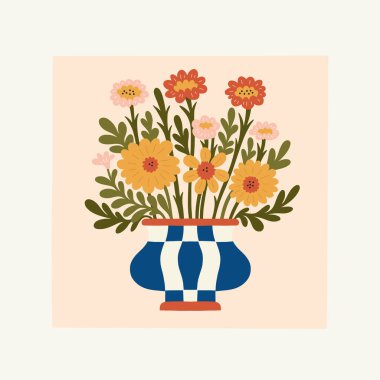 Çiçek soyut elementler. Botanik kompozisyonu. Modern trend Matisse minimal tarzı. Çiçek posteri, davet. Tebrik kartı veya davet tasarımı için vektör düzenlemeleri