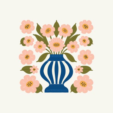 Çiçek soyut elementler. Botanik kompozisyonu. Modern trend Matisse minimal tarzı. Çiçek posteri, davet. Tebrik kartı veya davet tasarımı için vektör düzenlemeleri