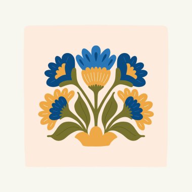 Çiçek soyut elementler. Botanik kompozisyonu. Modern trend Matisse minimal tarzı. Çiçek posteri, davet. Tebrik kartı veya davet tasarımı için vektör düzenlemeleri