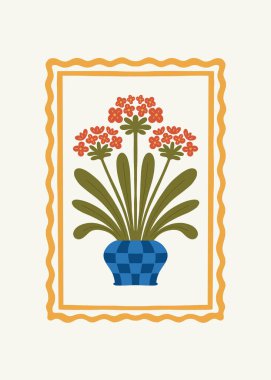 Çiçek soyut elementler. Botanik kompozisyonu. Modern trend Matisse minimal tarzı. Çiçek posteri, davet. Tebrik kartı veya davet tasarımı için vektör düzenlemeleri