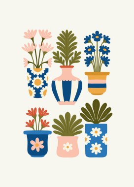 Çiçek soyut elementler. Botanik kompozisyonu. Modern trend Matisse minimal tarzı. Çiçek posteri, davet. Tebrik kartı veya davet tasarımı için vektör düzenlemeleri