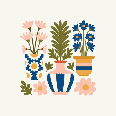 Çiçek soyut elementler. Botanik kompozisyonu. Modern trend Matisse minimal tarzı. Çiçek posteri, davet. Tebrik kartı veya davet tasarımı için vektör düzenlemeleri