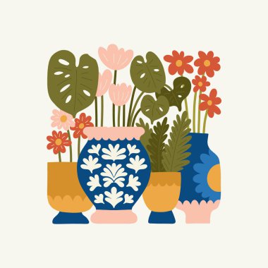 Çiçek soyut elementler. Botanik kompozisyonu. Modern trend Matisse minimal tarzı. Çiçek posteri, davet. Tebrik kartı veya davet tasarımı için vektör düzenlemeleri