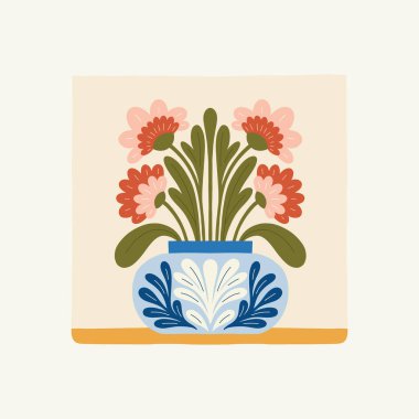 Çiçek soyut elementler. Botanik kompozisyonu. Modern trend Matisse minimal tarzı. Çiçek posteri, davet. Tebrik kartı veya davet tasarımı için vektör düzenlemeleri