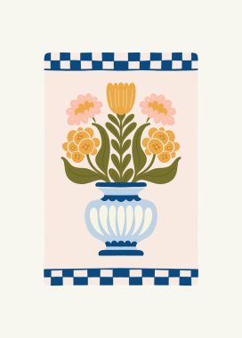 Çiçek soyut elementler. Botanik kompozisyonu. Modern trend Matisse minimal tarzı. Çiçek posteri, davet. Tebrik kartı veya davet tasarımı için vektör düzenlemeleri