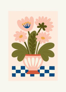 Çiçek soyut elementler. Botanik kompozisyonu. Modern trend Matisse minimal tarzı. Çiçek posteri, davet. Tebrik kartı veya davet tasarımı için vektör düzenlemeleri