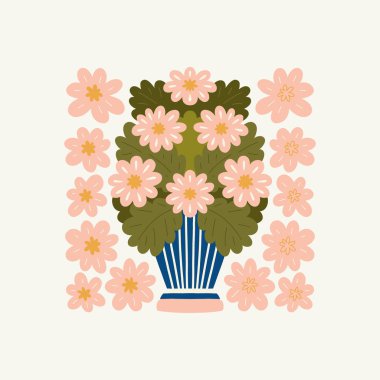 Çiçek soyut elementler. Botanik kompozisyonu. Modern trend Matisse minimal tarzı. Çiçek posteri, davet. Tebrik kartı veya davet tasarımı için vektör düzenlemeleri