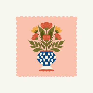 Çiçek soyut elementler. Botanik kompozisyonu. Modern trend Matisse minimal tarzı. Çiçek posteri, davet. Tebrik kartı veya davet tasarımı için vektör düzenlemeleri