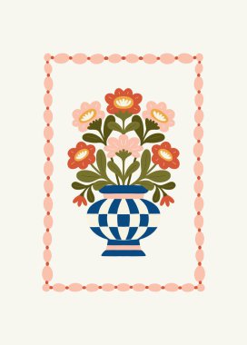 Çiçek soyut elementler. Botanik kompozisyonu. Modern trend Matisse minimal tarzı. Çiçek posteri, davet. Tebrik kartı veya davet tasarımı için vektör düzenlemeleri