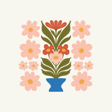 Çiçek soyut elementler. Botanik kompozisyonu. Modern trend Matisse minimal tarzı. Çiçek posteri, davet. Tebrik kartı veya davet tasarımı için vektör düzenlemeleri