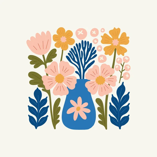 Çiçek soyut elementler. Botanik kompozisyonu. Modern trend Matisse minimal tarzı. Çiçek posteri, davet. Tebrik kartı veya davet tasarımı için vektör düzenlemeleri