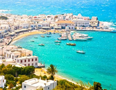Mikonos kentine Chora ve liman