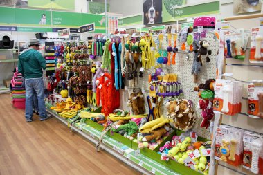 Dog Pet Products in a pet shop clipart