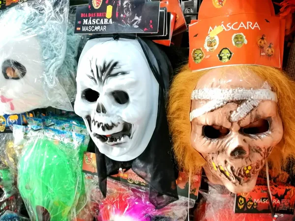 Portimao Algarve Portugalia Około Października 2020 Roku Wybór Masek Halloweenowych — Zdjęcie stockowe