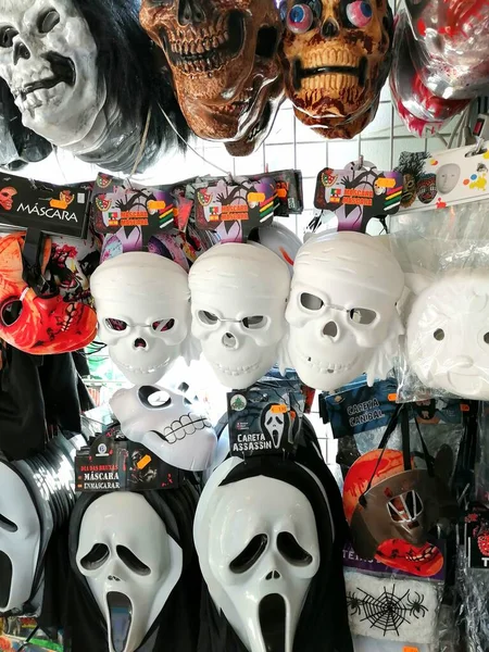 Portimao Algarve Portugalsko Asi Října2020 Výběr Masek Halloween Prodej Supermarketu — Stock fotografie