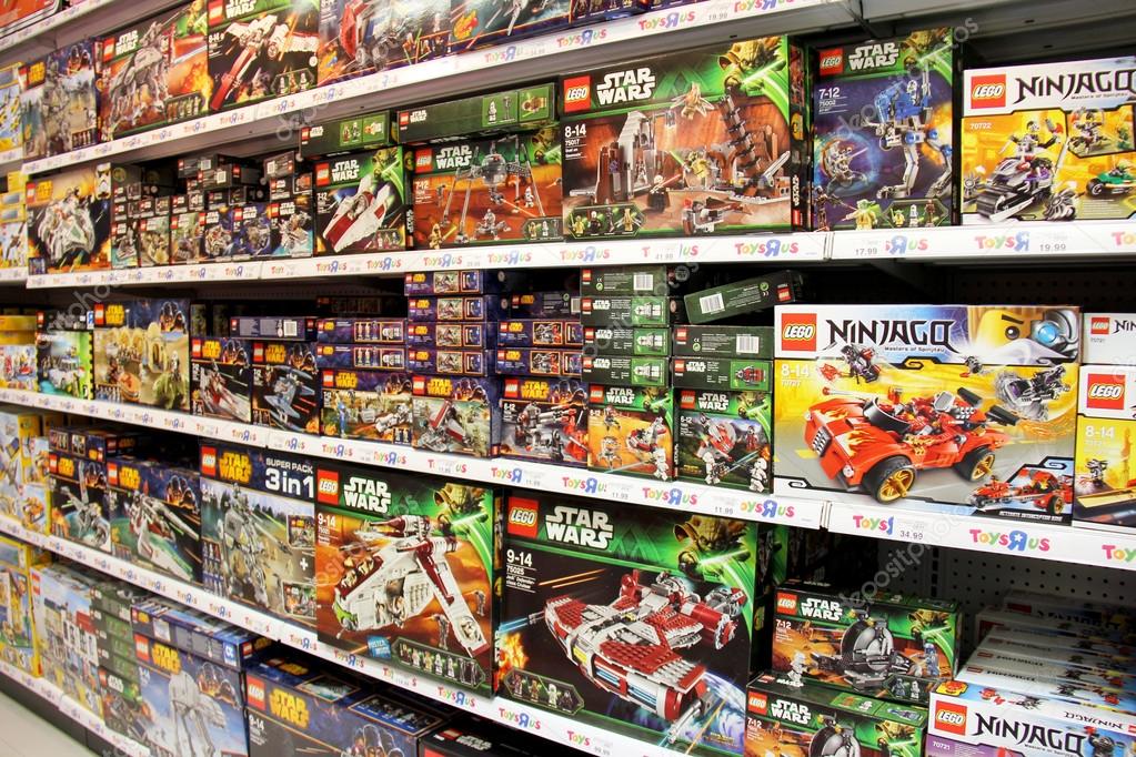 London, England. Circa July 2014. Lego displayed on shelves in a store in England.