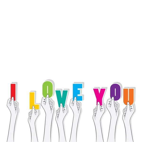 Mains tenant des lettres colorées — Image vectorielle