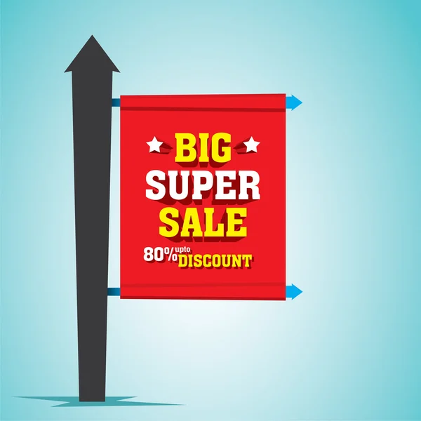 Büyük süper satış banner tasarımı — Stok Vektör